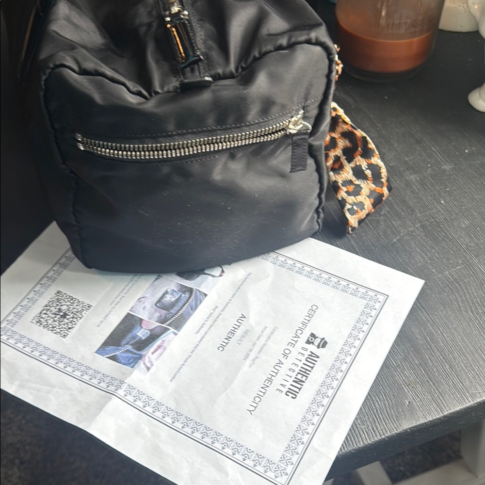 Prada Black Nylon Bag with Leopard twilly - Picture 6 of 6